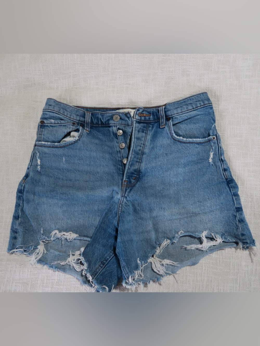 Abercrombie & Fitch Distressed High-Rise Dad Shorts